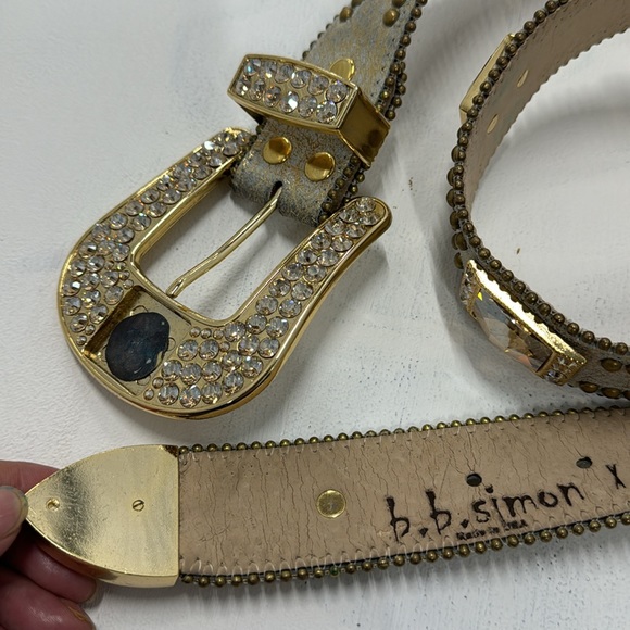 B.B.Simon Swarovski Crystal Gold Western Cowboy Belt - XL - Picture 16 of 16